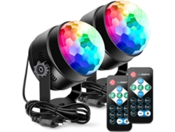 Juego de 2 Unidades de Luz de Escenario con Altavoz RGB Control de Sonido Multicolor Control Remoto Modelo Europeo CUICH