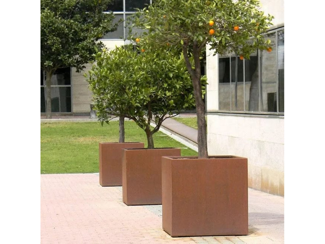 Jardinera Cubo Acero Corten Unidad / 60x60x60 Cm