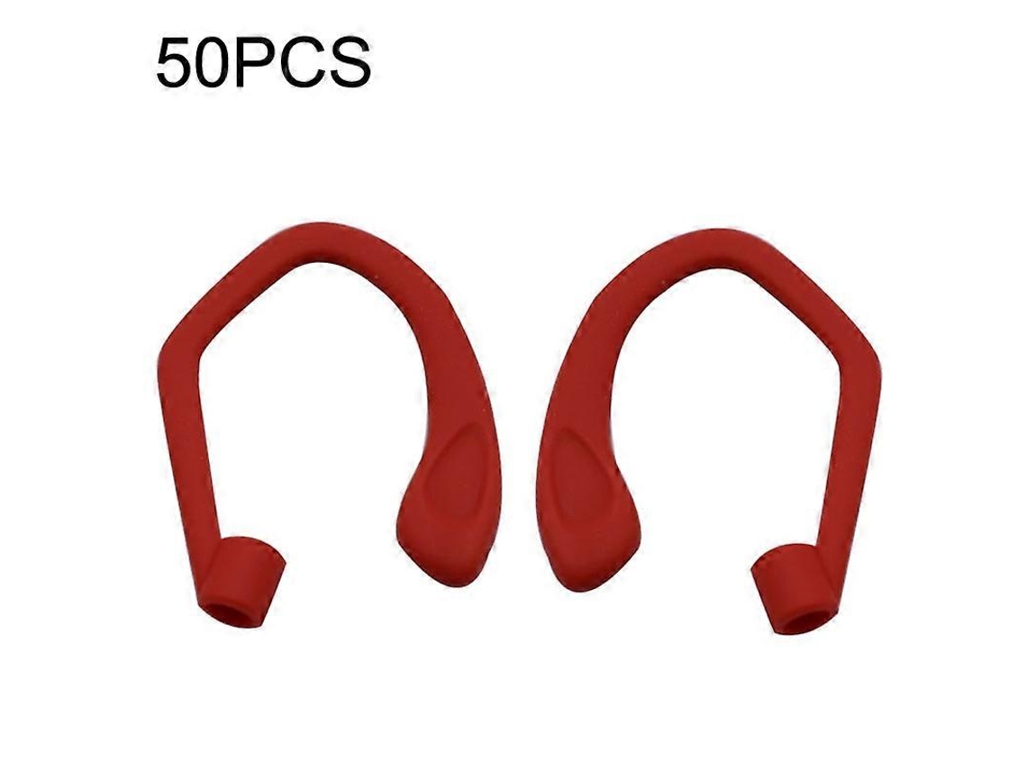 50 unidades EG40 para auriculares inalámbricos deportivos Bluetooth Apple AirPods Pro, gancho para la oreja antideslizante de silicona, rojo