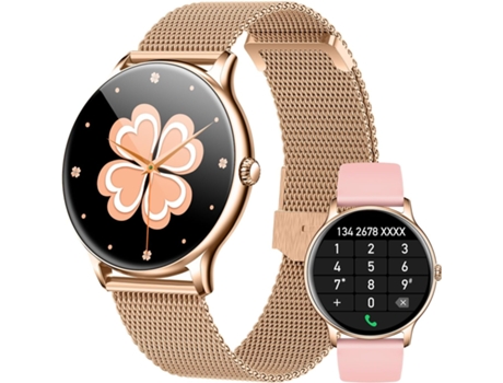 Relojes inteligentes para mujer (responder/hacer llamadas) compatibles con teléfonos iPhone/Android, rastreador de actividad física redondo con mon...