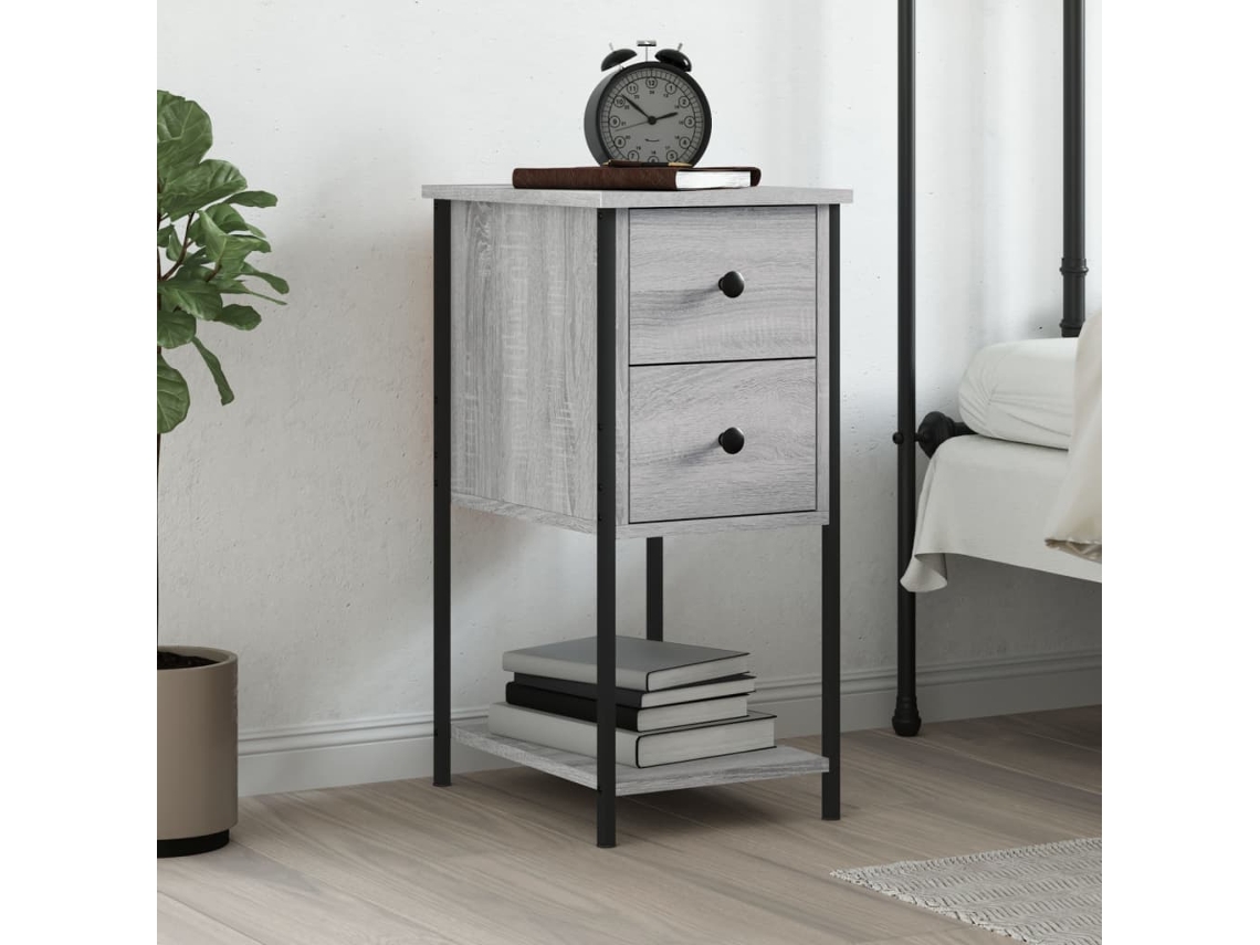 Mesita de Noche 32X42X70 Cm Derivados Madera Sonoma Gris