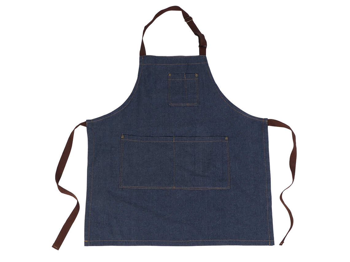Delantal De Mezclilla Unisex Azul Con Bolsillos Funcionales Para Dibujar Pintar Y Trabajo En Restaurantes Cafés