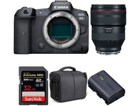 Kit Cámara CANON EOS R5 RF 28-70mm f/2L USM + SanDisk 32 GB + Batería + Bolsa (Full-Frame)