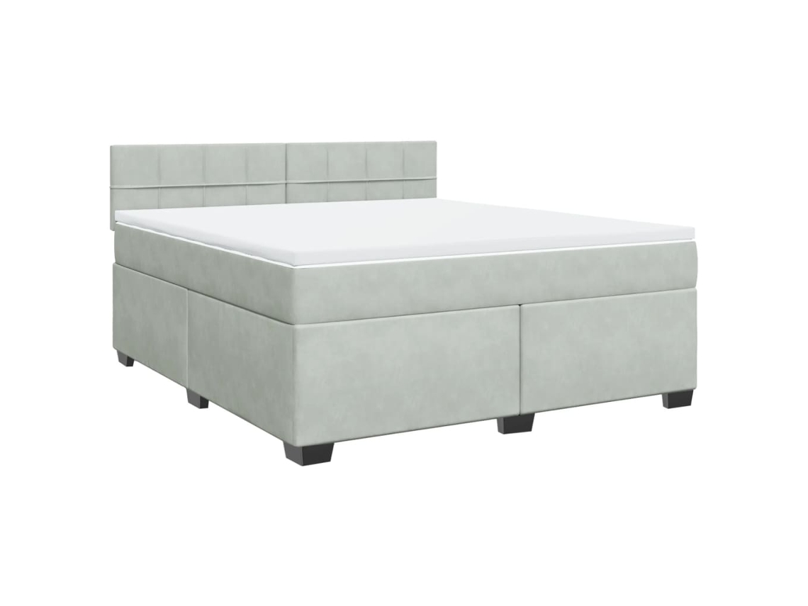 Maison Exclusive - Cama Box Spring Con Colchón Terciopelo Gris Claro 180x200 Cm