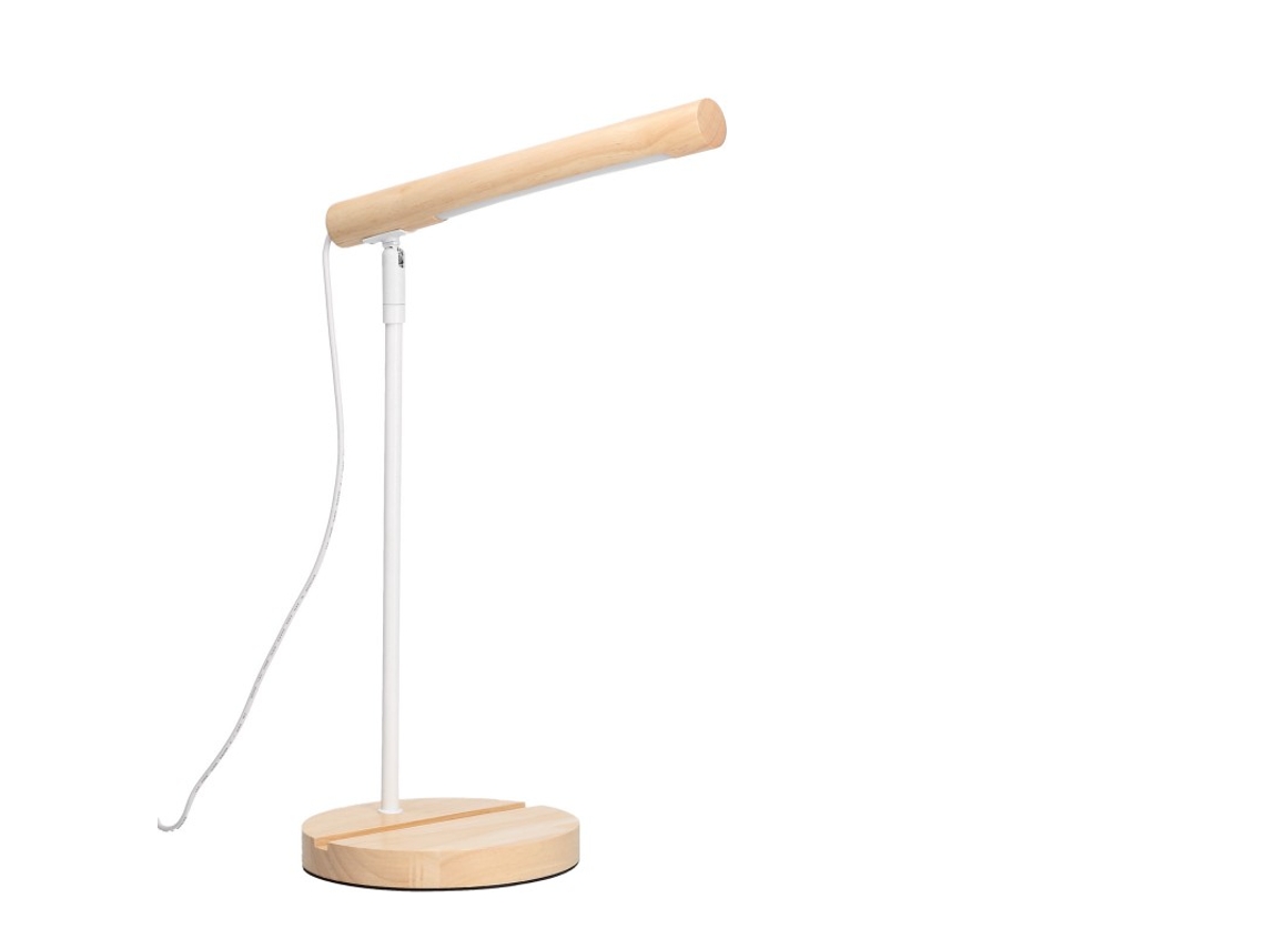 Arlo Lámpara FORLIGHT De Escritorio Led De Madera Naturalflexo De Escritorio De Acero Blanco Y Madera Con Luz Neutra 4000K