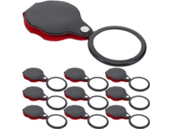 Juego De 10 Mini Lupas Plegables De Bolsillo Negras, Lupas Giratorias Portátiles De Plástico Ligero.