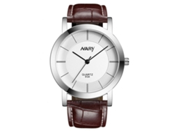 Reloj De Pareja Nary Impermeable Dial Doble Círculo Correa De Cuero Pu Blanco Hombre