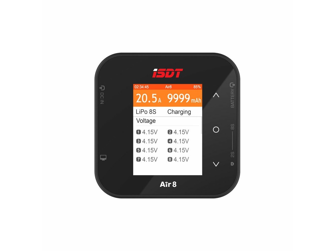 Cargador y descargador de baterías de alta potencia ISDT Air8 Battair de 500 W y 20 A con conexión de aplicación para baterías Lion Lipo, Li-ion, NiMH y Plomo de por vida.