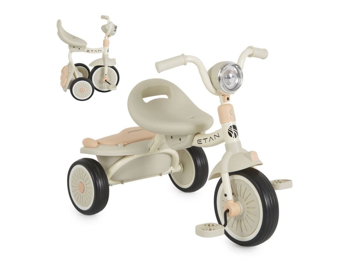 Triciclo Infantil Byox Etan Plegable Con Panel Musical Y Luces - Beige