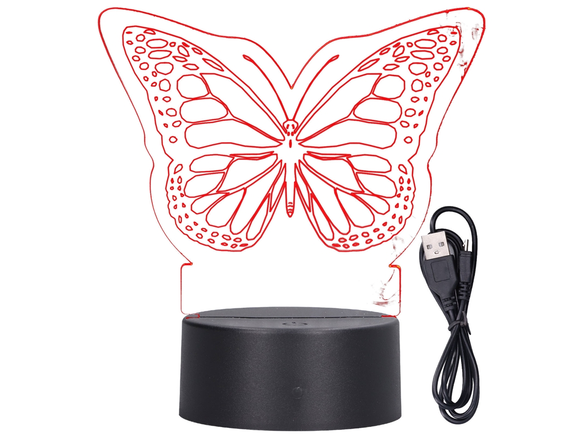 Luz nocturna LED 3D de mariposa colorida con toque e intermitencia, regalo de cumpleaños para niños