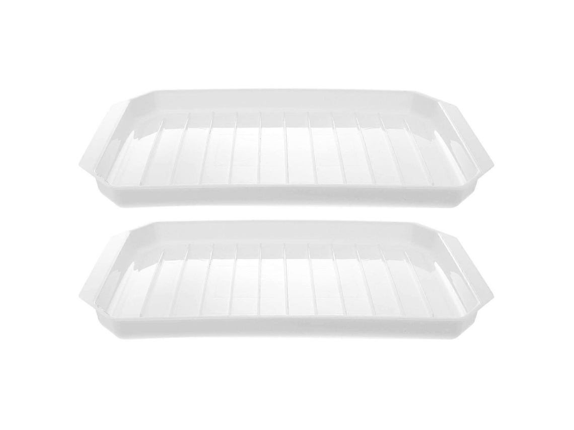 2 bandejas para hornear tocino en microondas, máquina para hacer huevos y salchichas, accesorios de cocina Rosewell (blanco)