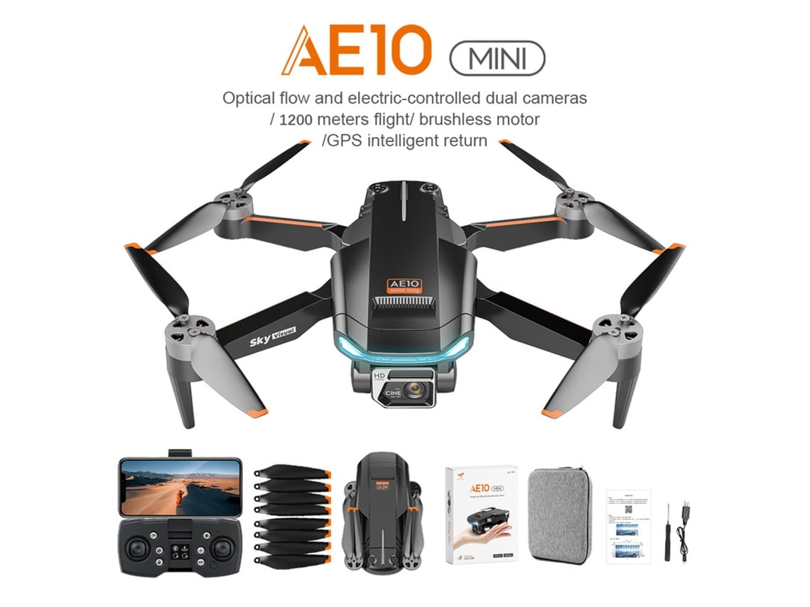 Minidron teledirigido Bestvite AE10 (4K, 25 minutos de autonomía, negro)
