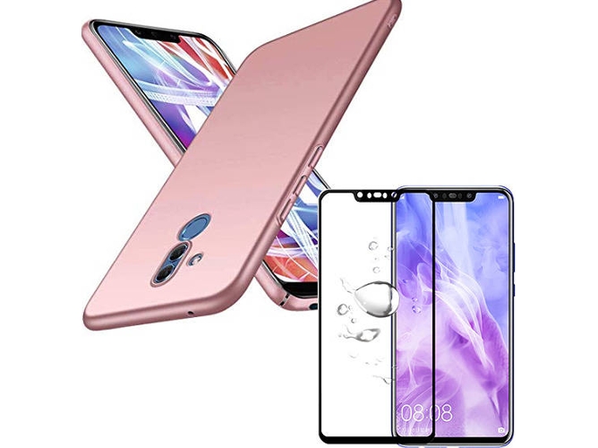 Kit Carcasa y Protector Cristal 5D Huawei Mate 20 Lite SlimShield Rosa