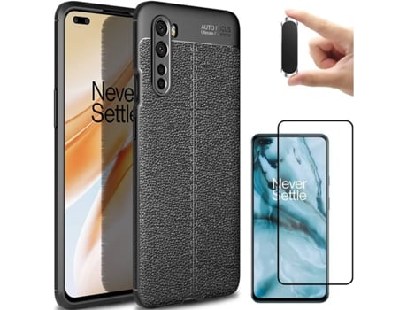 Kit Funda, Protector y Soporte OnePlus Nord Rugged Leather Gris
