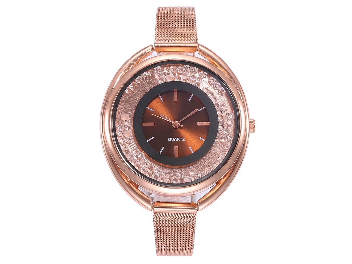 Reloj De Cuarzo De Aleación Para Mujer Vansvar Con Correa Fina Y Esfera Redonda (marrón)