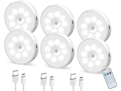 Luz LED tricolor recargable con sensor de movimiento para encimera, Gokoco (paquete de 6)