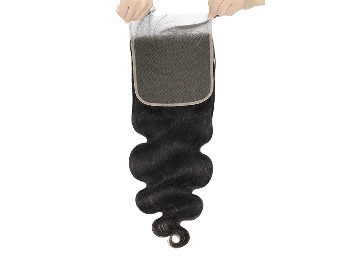 Cierre de encaje con ondas corporales, cabello Remy, atado a mano, densidad 150, cierre de 5x5, 22 pulgadas OEM