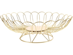 Cesta Grande De Alambre Para Frutas, Cesta Decorativa De Metal Dorado