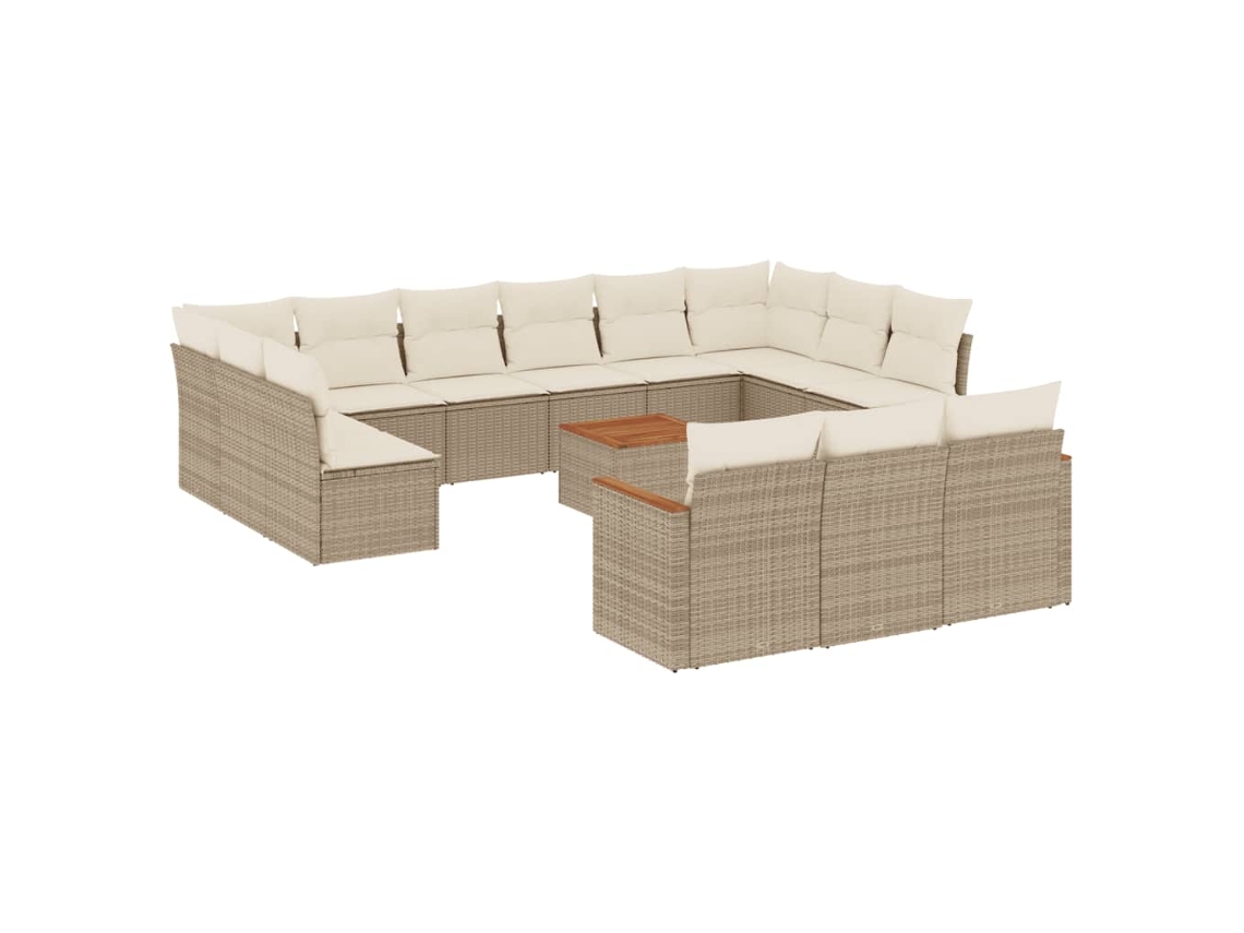 Maison Exclusive - 14 Pcs Conjunto De Sofás P/ Jardim Com Almofadões Vime Pe Bege