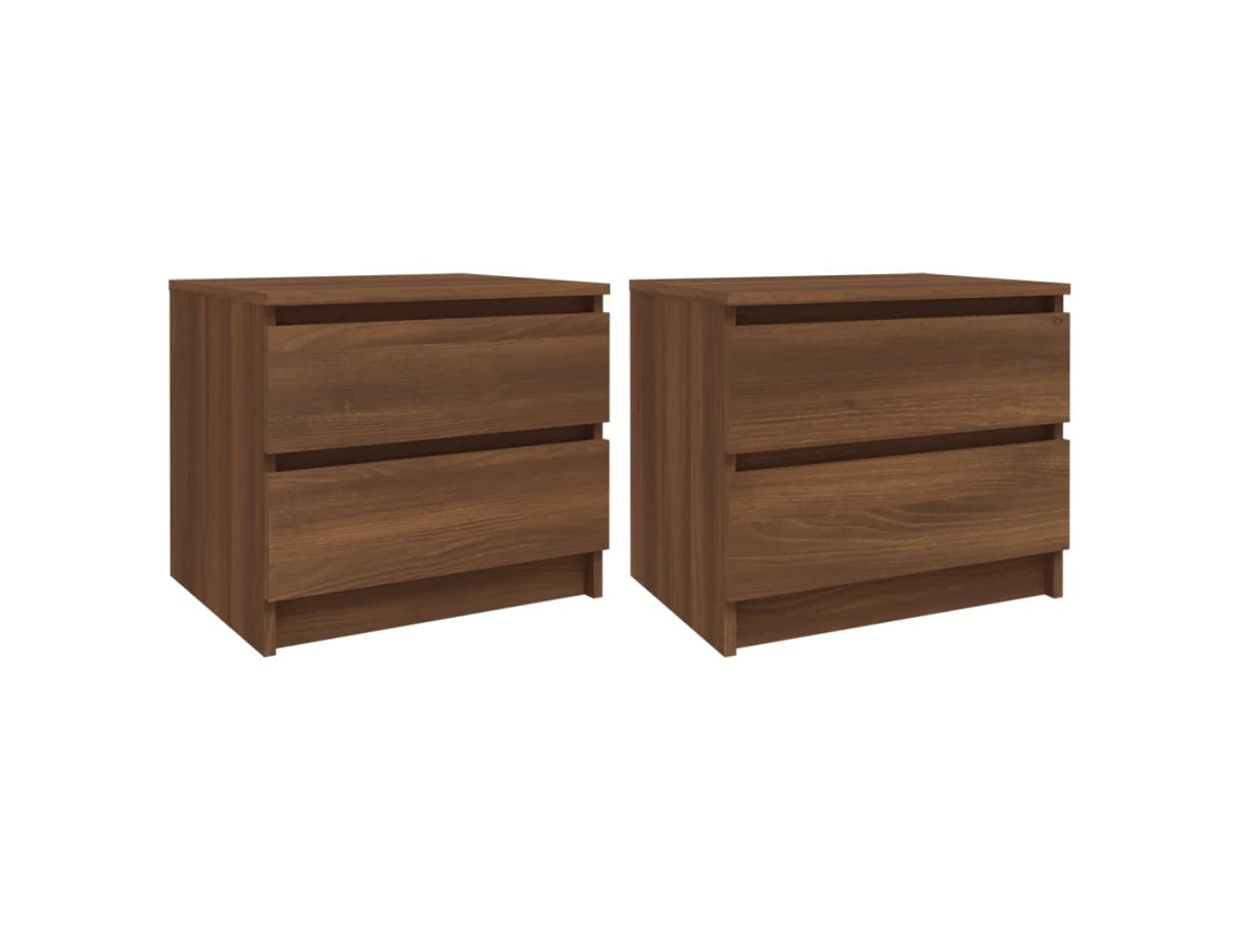 Conjunto 2 Mesita de noche VIDAXL Marrón Madera contrachapada