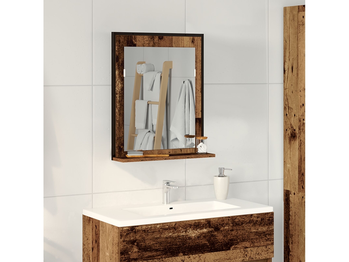Espejo De Baño Madera Envejecida 50x12x60 Cm Madera De Ingeniería