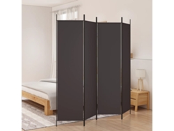 Biombo/separador | Biombo, con 4 paneles de 200 x 200 cm, tela marrón Wsd816378 Adorável Casa