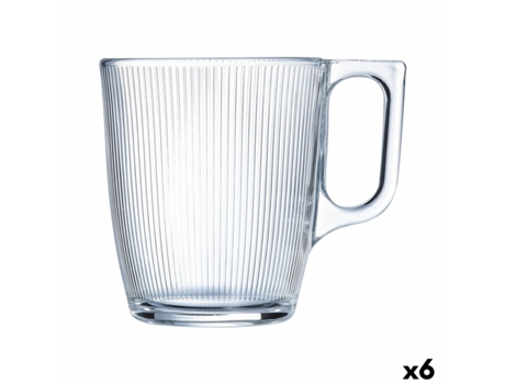 Taza Luminarc Stripy Desayuno Transparente Vidrio (250 ml) (6 Unidades)