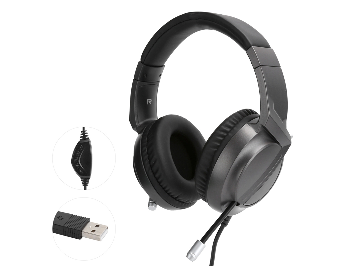 Auriculares para juegos Ajazz AX365 negros con cable, supraaurales, con cancelación de ruido e iluminación RGB | Sin marca