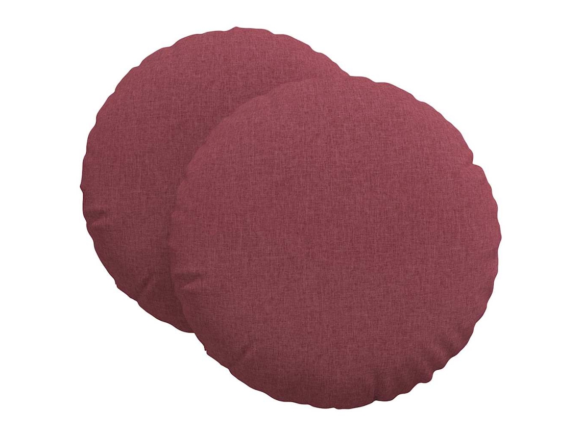 Cojines para asiento, 2 unidades, color rojo vino, Ø60 x 21 cm, tela HARLANV1
