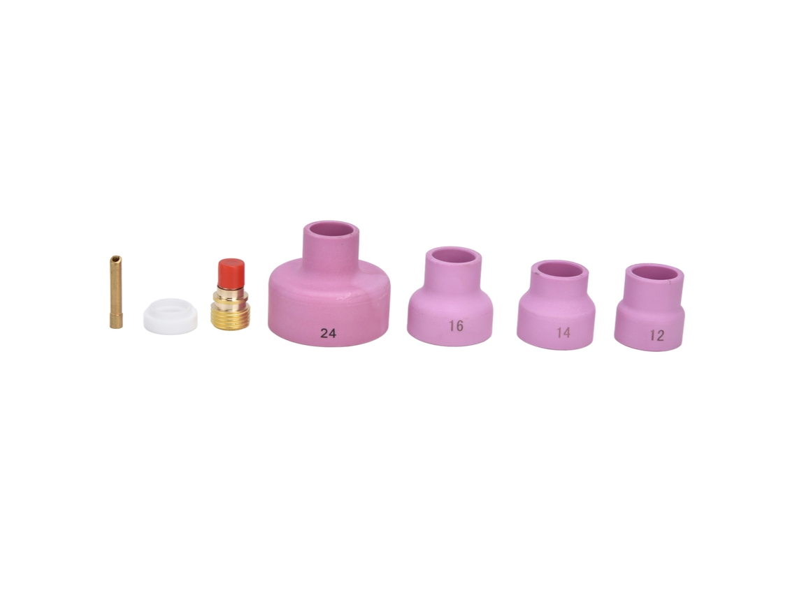 Kit de lente de gas TIG con 7 piezas para electrodo, copa de cerámica y conector WP 9 20 25.