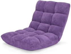 Sofá Perezoso Individual Plegable Asiento Cojín de Suelo con Respaldo Silla de Meditación COSTWAY