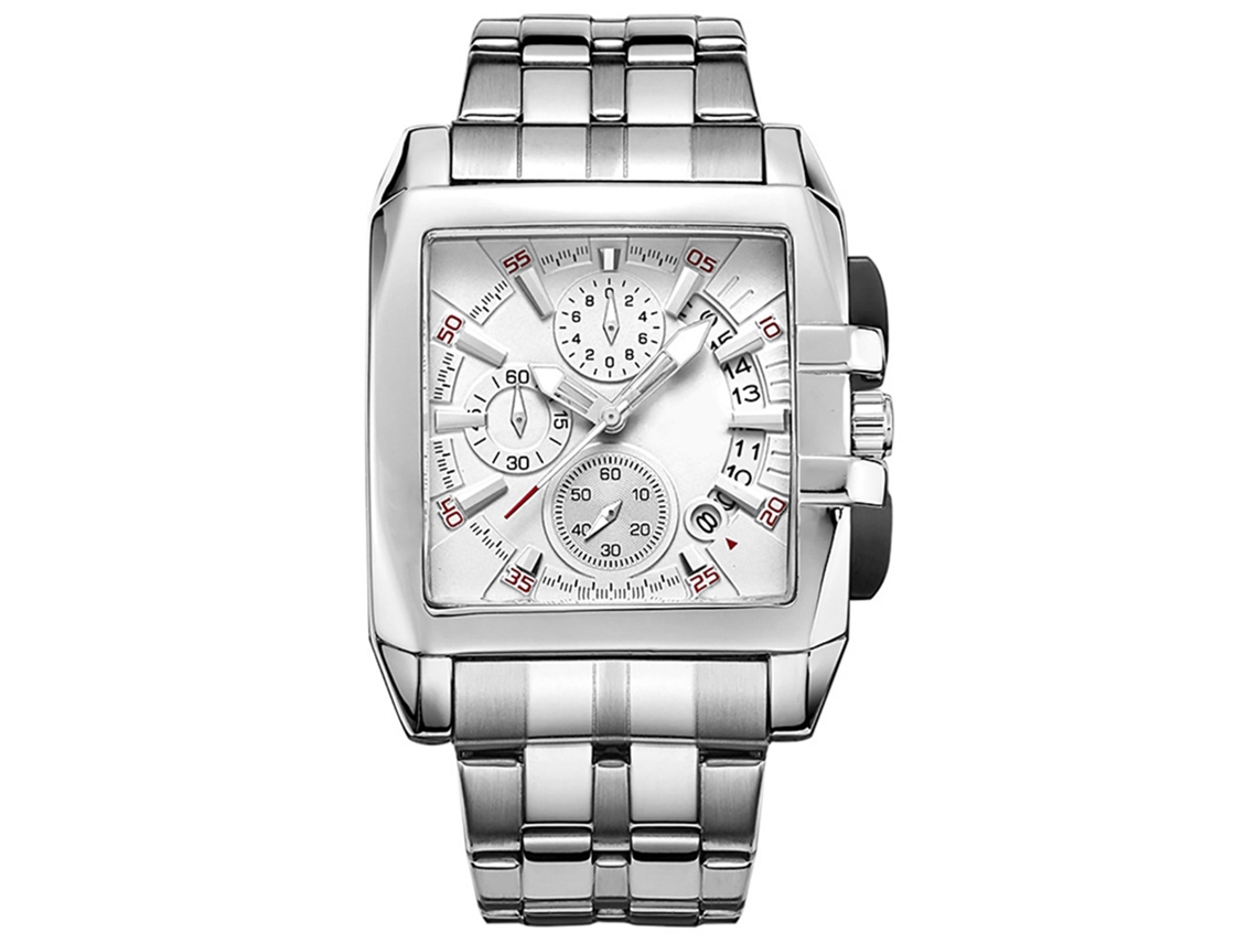Reloj Analógico De Cuarzo Para Hombre Con Brazalete De Acero Y Caja De Aleación Resistente.
