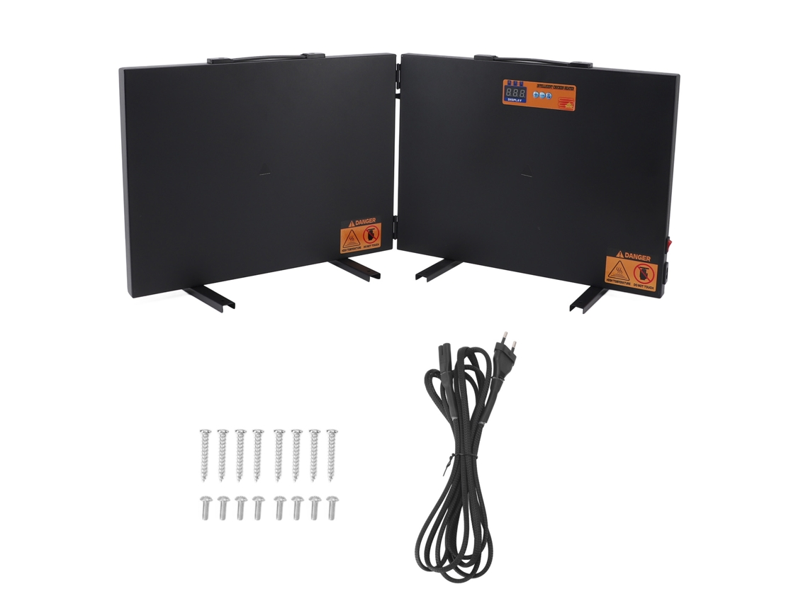 Calentador plegable para gallinero de 150 W, gran tamaño, temperatura ajustable, días y horas, 2 placas calefactoras para pollitos, gatitos, cachorros y mascotas.