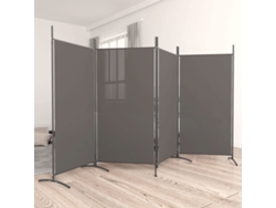 Biombo de dormitorio de 4 paneles, 346 x 180 cm, tela antracita, WSD551273, Adorável Casa