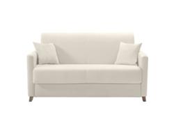 Sofá cama 2-3 plazas nórdico beige y madera clara con colchón de 13 cm SKANDY MILIBOO