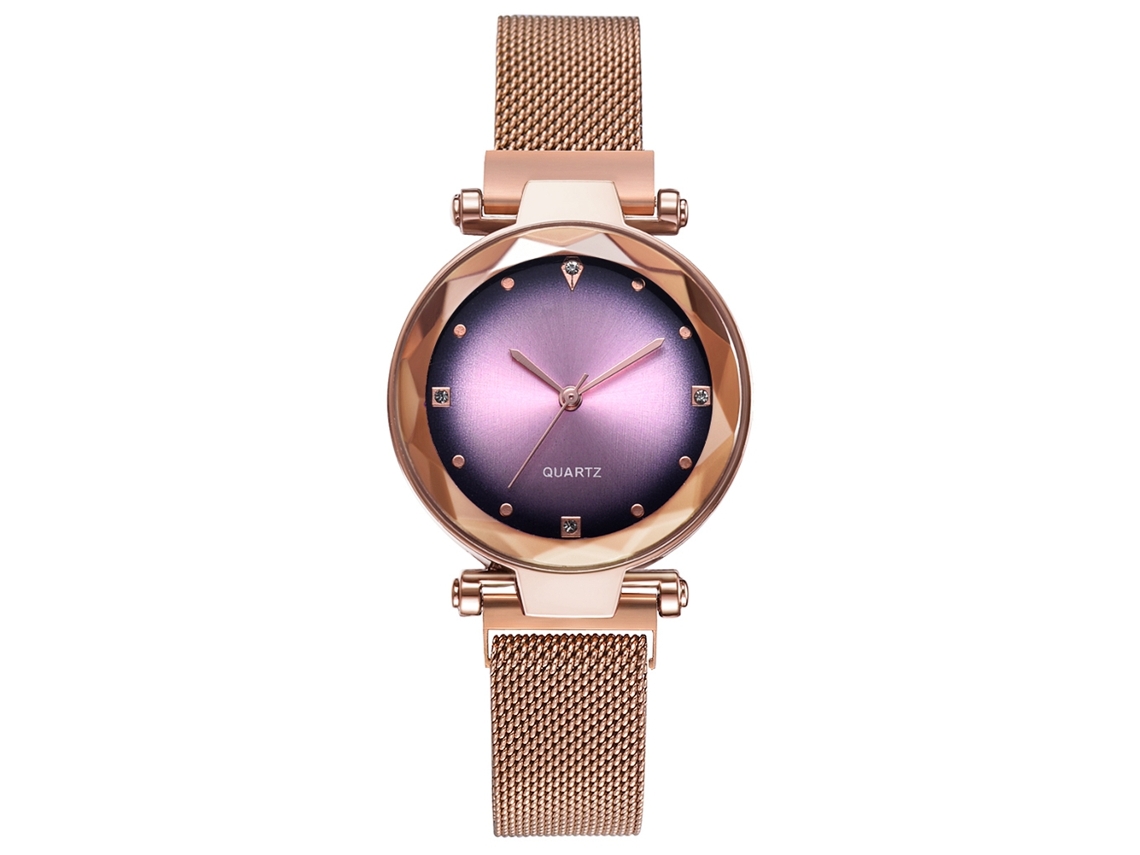 Reloj De Pulsera Starry Sky Quartz Con Correa De Malla De Oro Rosa.