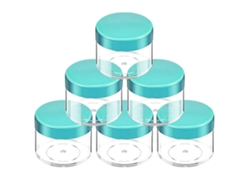 Botellas redondas de plástico transparente Beauticom de 60 ml con tapa azul, herméticas, tamaño de viaje, para maquillaje, cosméticos, lociones y cremas (56 ml)