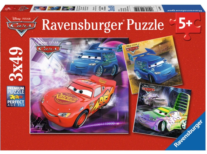 Conjunto de 3 Puzzles RAVENSBURGER Disney - Cars (49 Piezas)