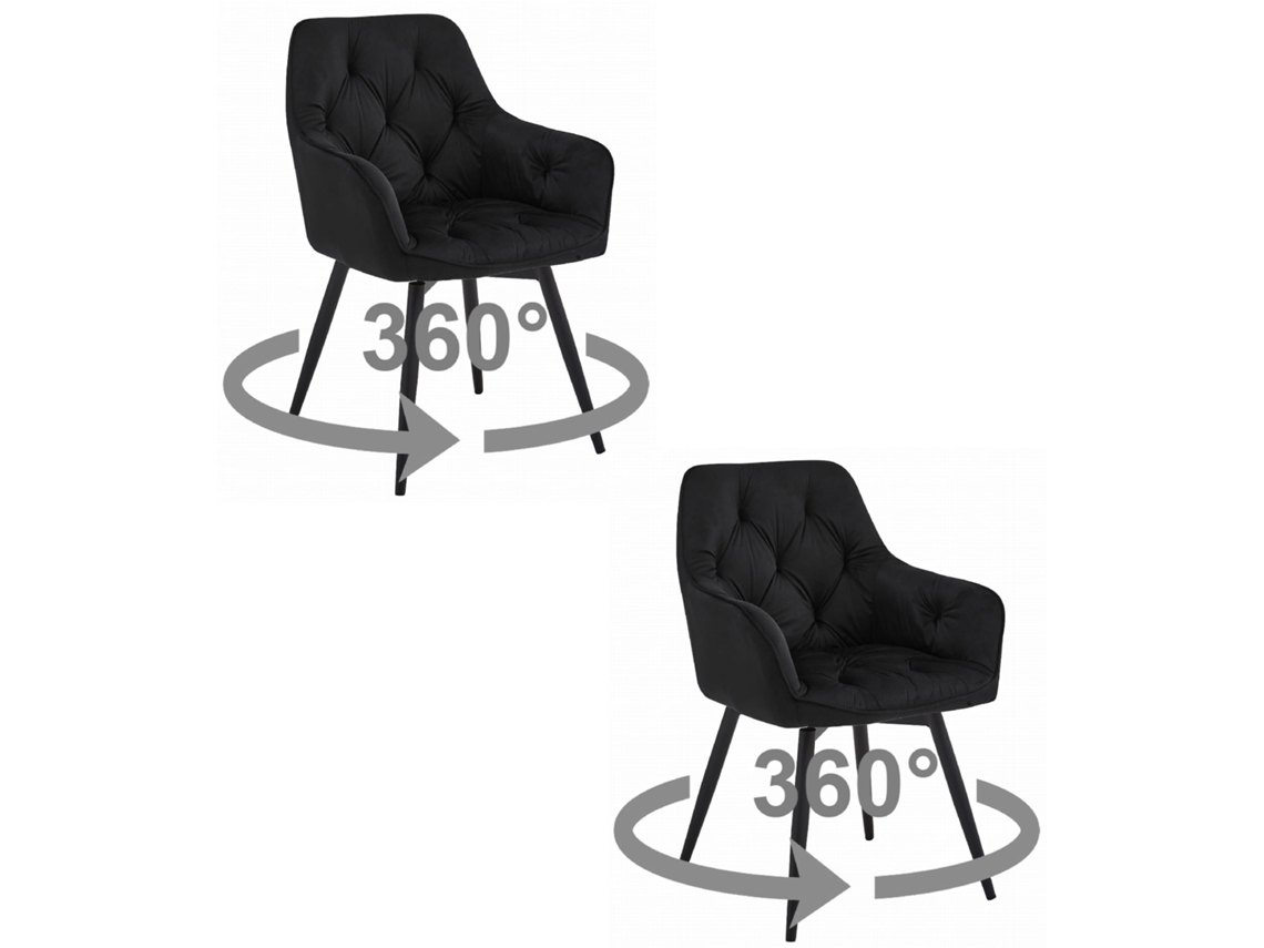Silla Jork360 Terciopelo Negro / Patas Negras X 2 Leobert
