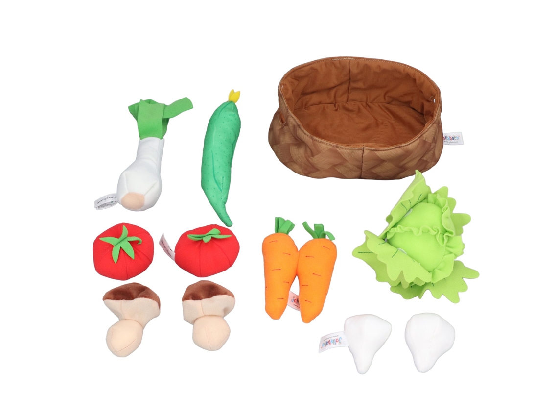 Conjunto De Brinquedos De Vegetais Pelúcia Cesta Para Bebês Educação Precoce Brincadeira De Fingir Até 2 Anos