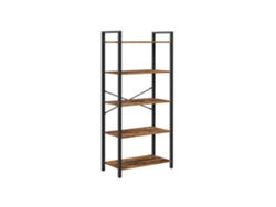 Estanteria Libreria 5 Niveles Madera Acero Refuerzo X 66x30x153 Cm - Marrón Rústico