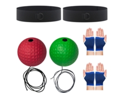 Balón de boxeo Reflex, 2 balones React, 2 cintas elásticas para la cabeza, con 2 protectores de manos (verde) Chrui (40g/80g)