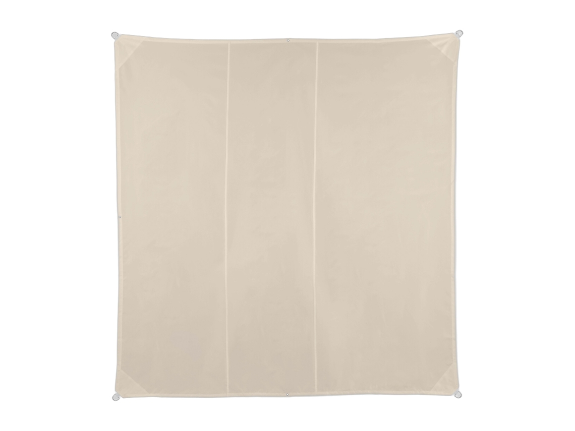 Relaxdays Toldo Vela Cuadrado, Hidrófugo, Protección Rayos Uv, Con Cuerdas Para Tensar, Beige, 4 X 4 M