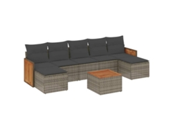 Maison Exclusive - Set De Sofás De Jardín 8 Pzas Y Cojines Ratán Sintético Gris
