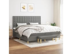 Cama Box Spring Con Colchón Tela Gris Oscuro 200x200 Cm