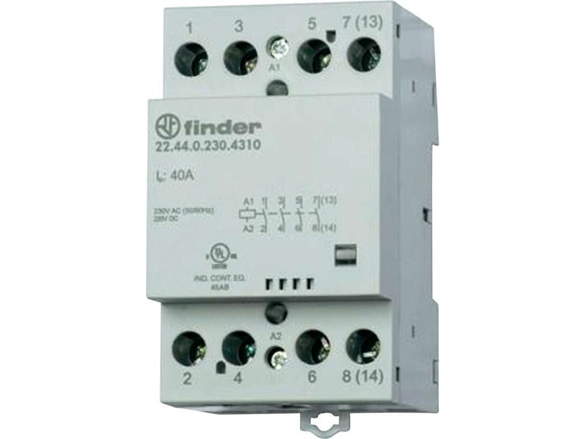 Contactor de instalación 22.44.0.230.4710 3 NA/1 NC 40/4/1,2 A (22.44.0.230.4710) Finder (30/110/220 V)