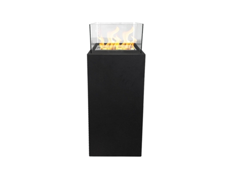 Chimenea de bioetanol de pie para uso interior y exterior Ischia Black 40x40x115