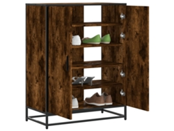 Zapatero | Armario Zapatero De Madera Y Metal Roble Ahumado 75x38x97,5 Cm