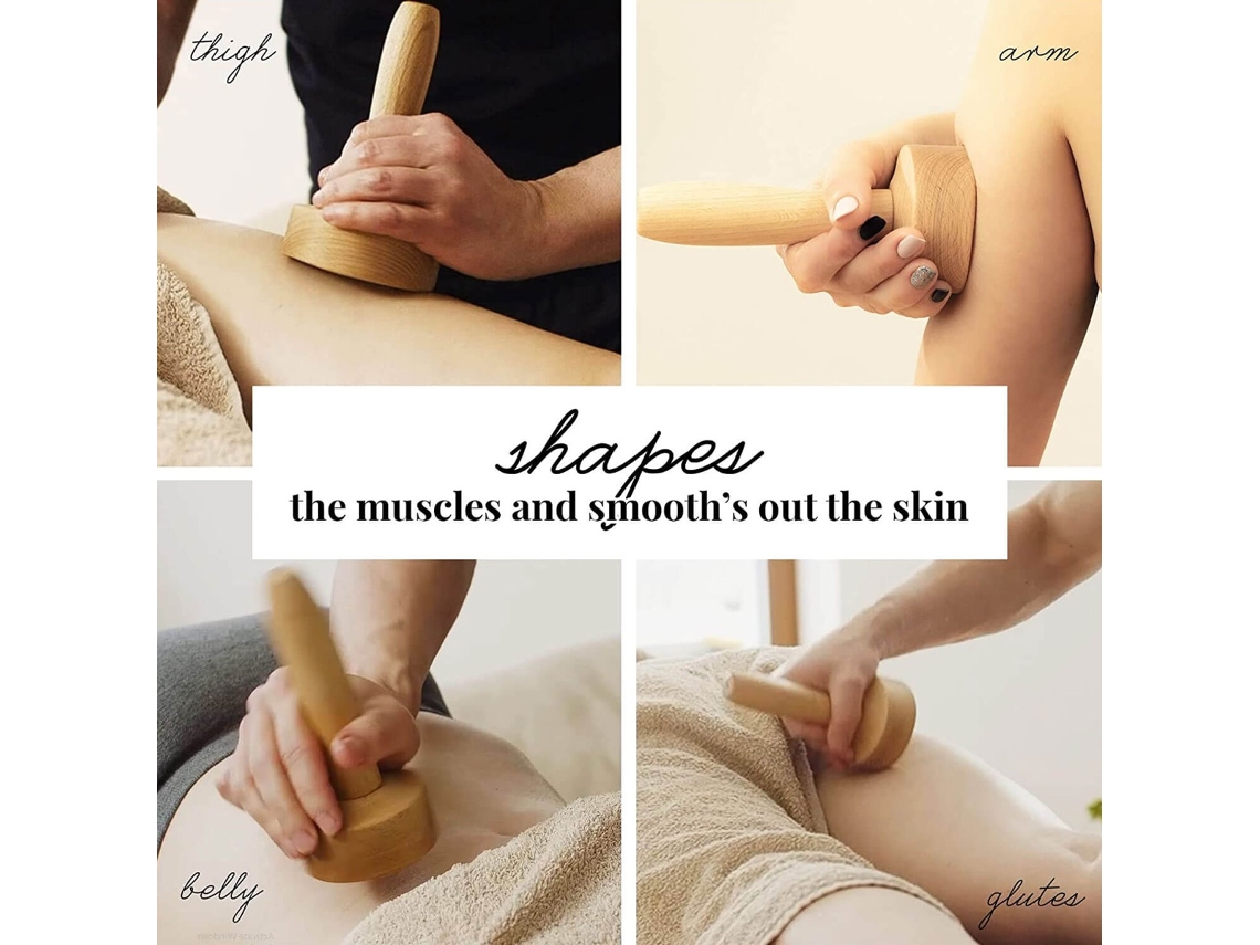 Set de 5 copas de masajeador de madera para maderoterapia de drenaje linfatico de celulitis TUULI Worten.es