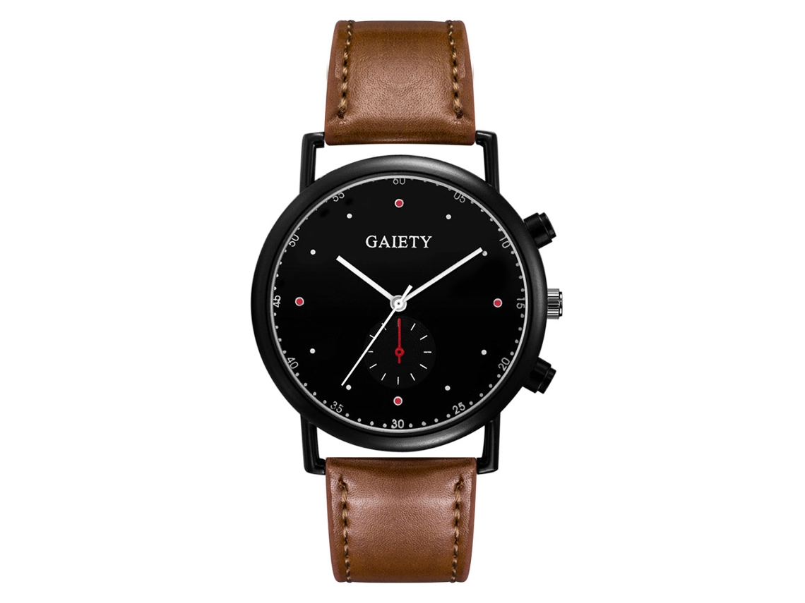 Reloj De Negocio Estilo Simple Gaiety Correa Pu Dial Personalidad Cuarzo (marrón Claro)
